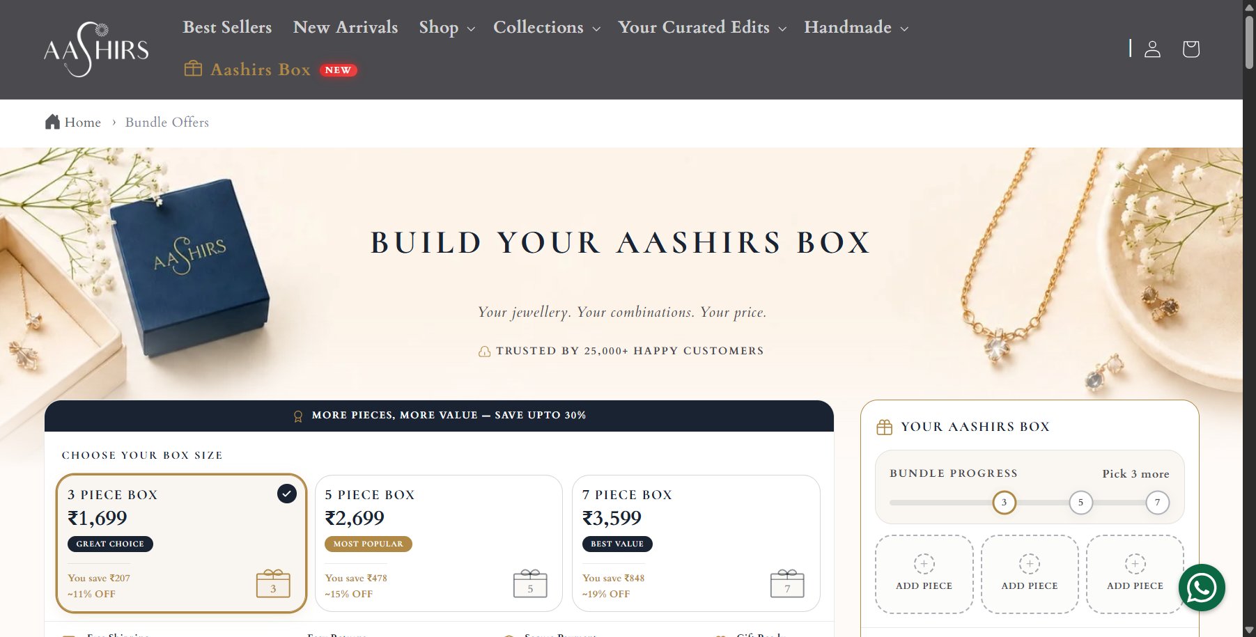 Aashirs shipped page