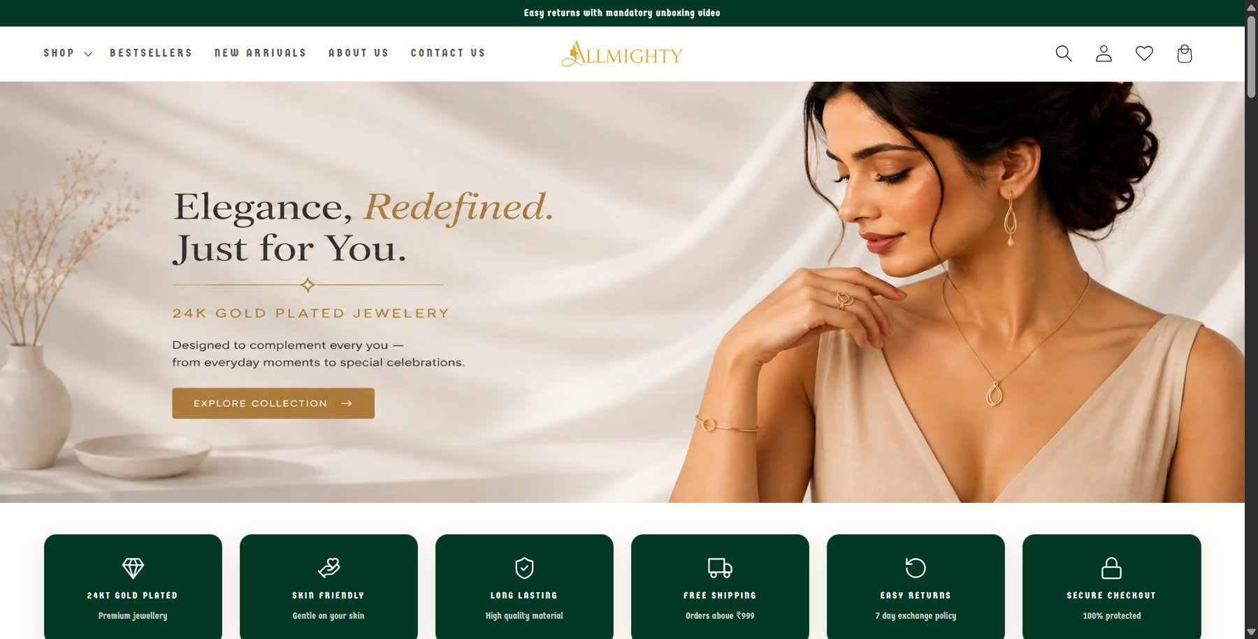 Allmighty Jewellery shipped page